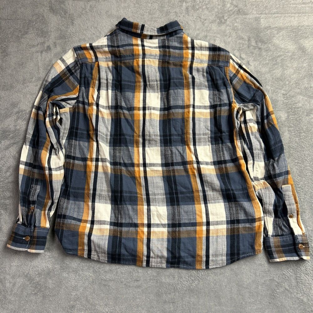 LL Bean Signature Slim Fit Flannel Shirt Mens Plaid Button Up Blue/Orange Sz. L - Picture 8 of 12